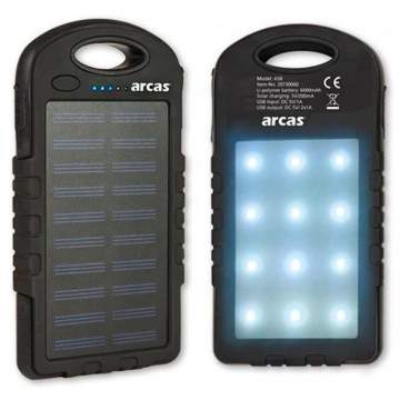 Acumulator extern cu incarcare solara Arcas Powerbank S60 6000mAh Li-Polimer cu 2 x USB 1A + lanterna