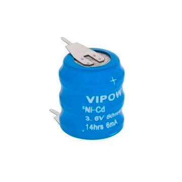 Acumulator industrial Vipov 3,6V 60mA Ni-Cd 2 pini BAT0300