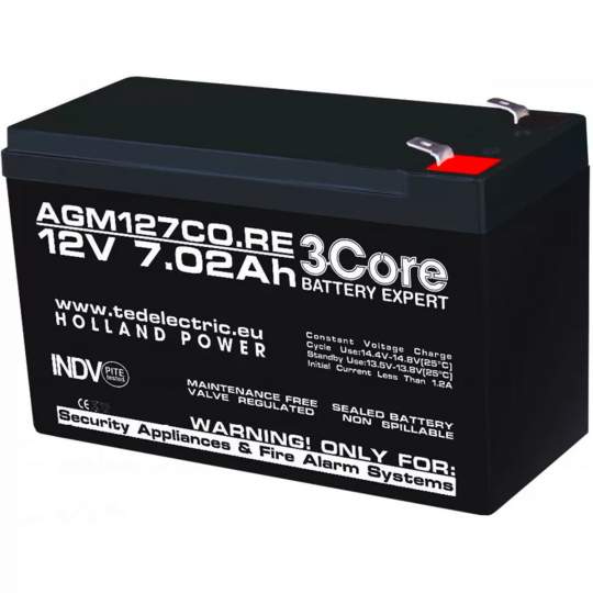 Acumulator 12V 7,02Ah AGM VRLA F1 3Core TED12702 Acumulator 12V 7,02Ah AGM VRLA F1 3Core TED12702