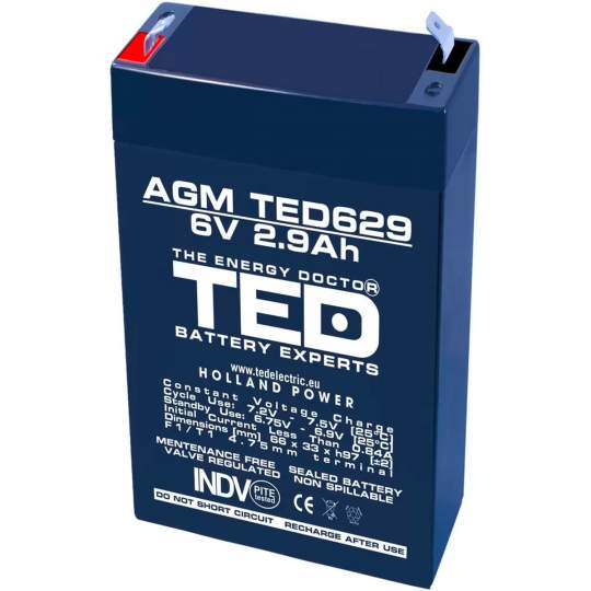 Acumulator stationar 6V 2,9Ah F1 Acumulator stationar 6V 2,9Ah F1