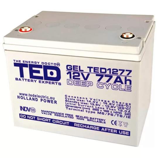 Acumulator stationar 12V 77Ah VRLA Gel TED003409 pentru UPS (1 bucata)