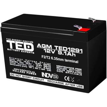 Acumulator 12V 9.1Ah F2 AGM VRLA TED Electric TED003263 (1 bucata)