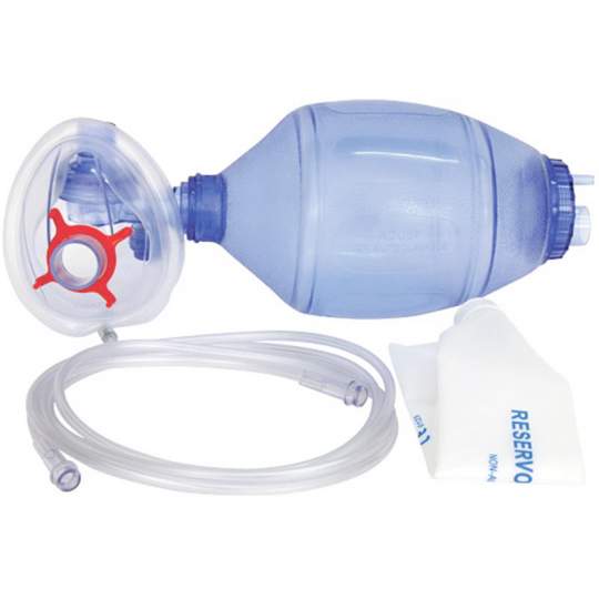 Balon resuscitare PVC adulti, tub oxigen 200cm, masca oxigen nr.5, capacitate rezervor 1650ml, unica folosinta (1 set)