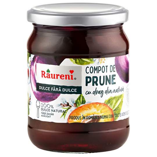 Compot de prune fara zahar, 520 g, Raureni (1 bucata)