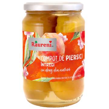 Compot piersici intregi 720 g, Raureni (1 bucata)