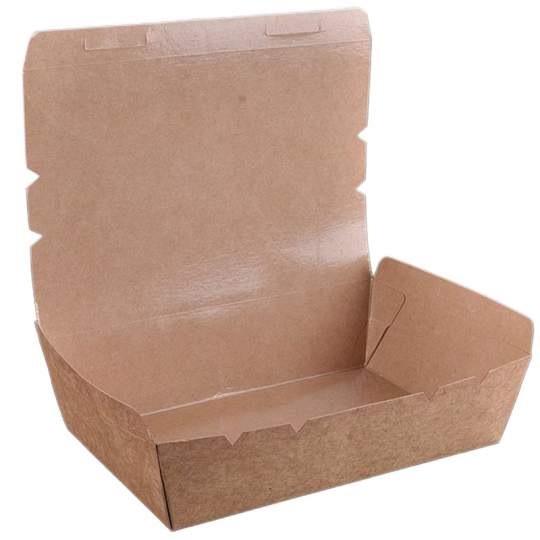 Caserola + capac pentru pranz, din carton kraft cerat, dimensiuni 17x12x4.5 cm (50 bucati)