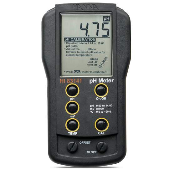Aparat masurare pH pentru pH/mV/°C cu electrod HI1230B - HI83141, calibrare analogica (1 bucata)
