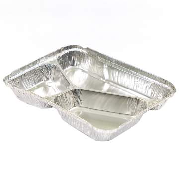 Caserola aluminiu 3 compartimente, 750 ml, 22.2x17.2x3 cm (100 bucati)