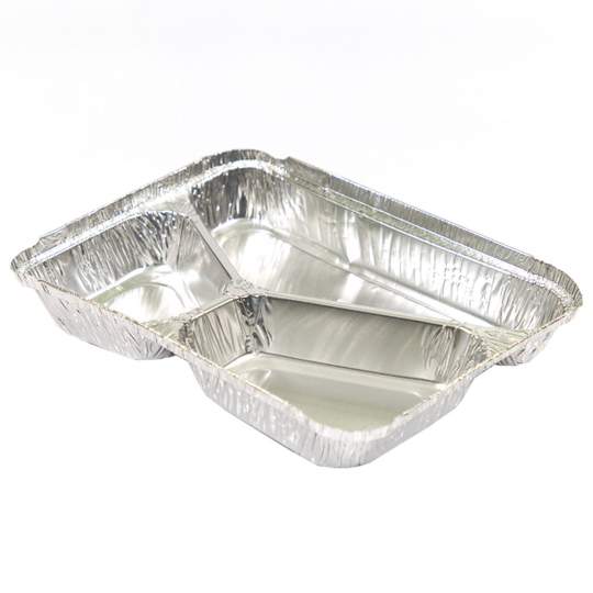 Caserola aluminiu 3 compartimente, 750 ml, 22.2x17.2x3 cm (100 bucati)