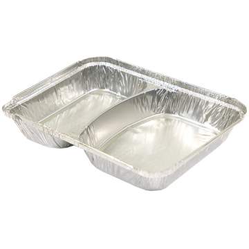 Caserola aluminiu in doua compartimente, 750 ml, 22.2x17.2x3 cm (100 bucati)