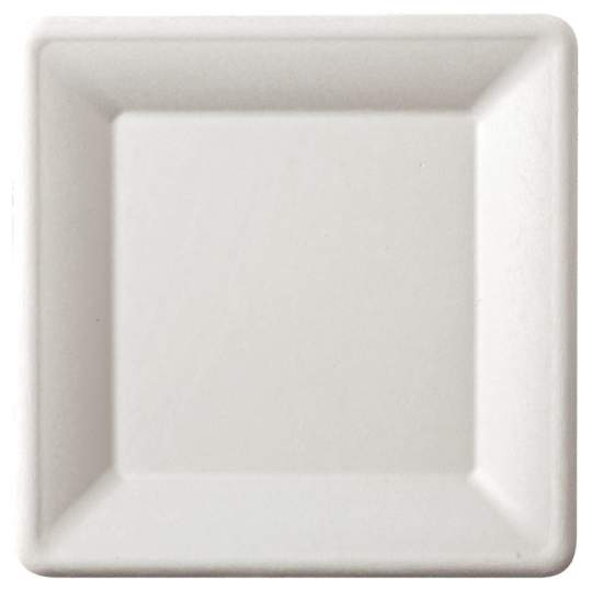 Farfurii patrate albe 20cm din trestie de zahar (500 bucati)