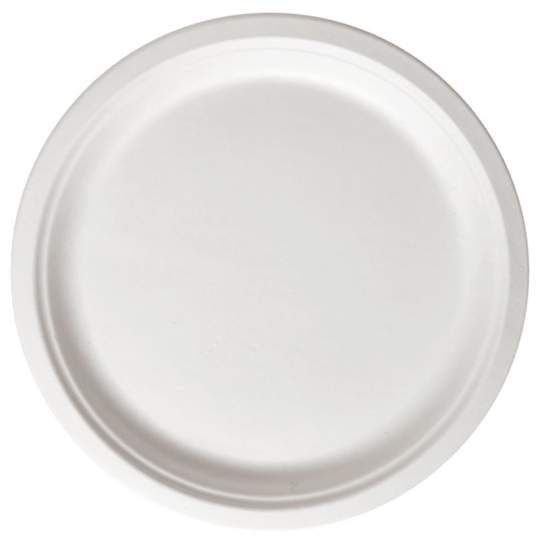 Farfurii rotunde albe 22cm din trestie de zahar (500 bucati)