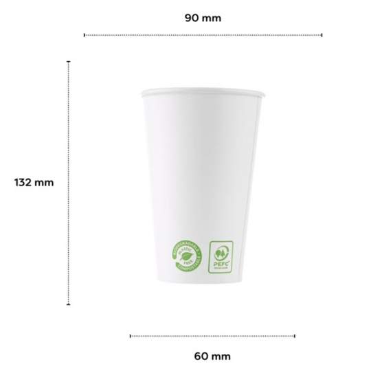 Pahare carton 480ml albe (25 bucati)