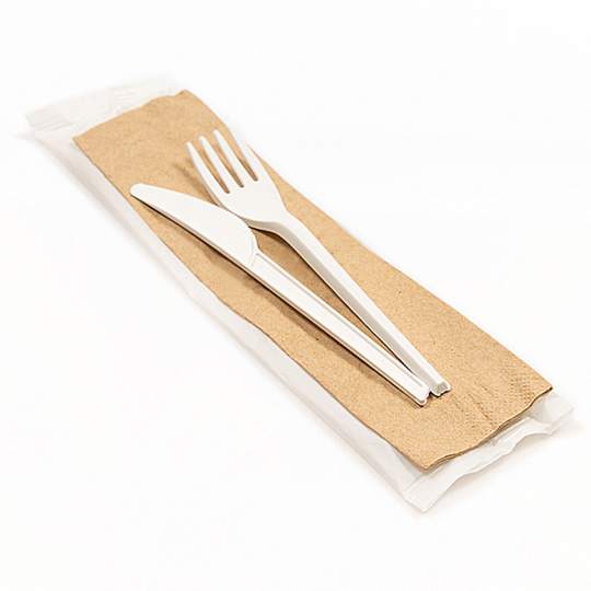 Set tacam bio (cutit, furculita, servetel) (100 bucati)