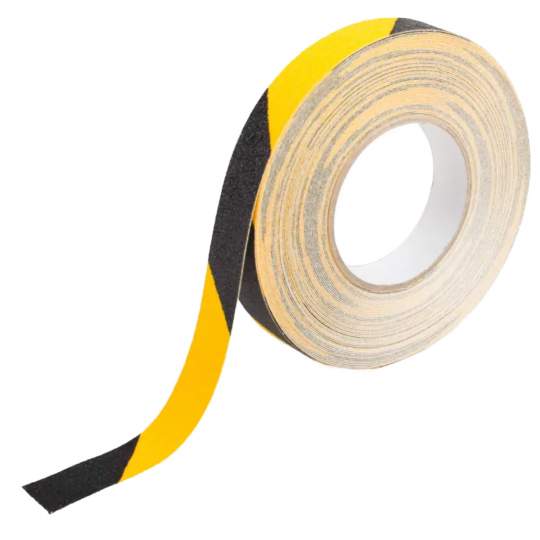 Banda antialunecare galben-negru autoadeziva dimensiune 2.5cm x 25m