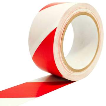 Banda marcare / delimitare alb-rosu autoadeziva dimensiune 5cm x 30m