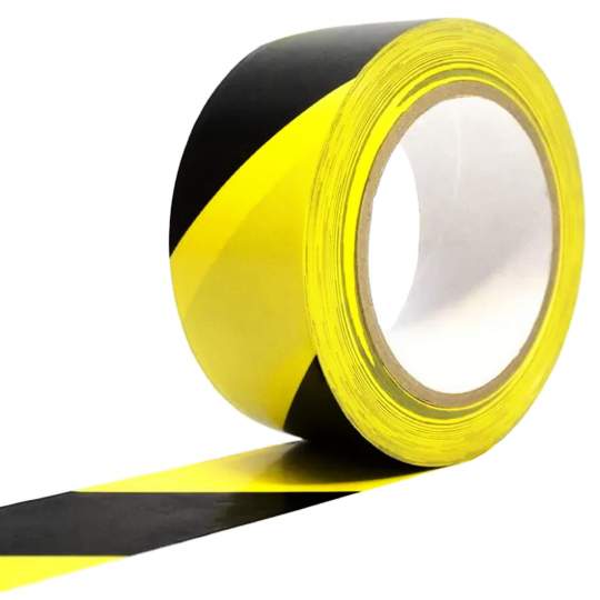 Banda marcare / delimitare galben-negru autoadeziva dimensiune 5cm x 25m