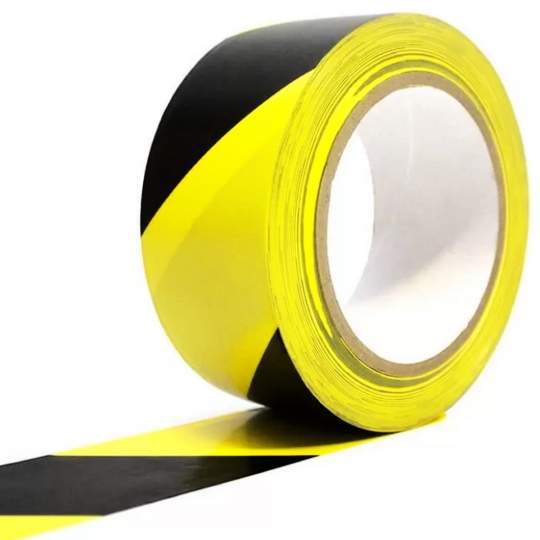 Banda marcare / delimitare galben-negru autoadeziva dimensiune 5cm x 30m
