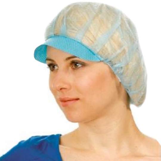 Boneta bufanta albastra cu cozoroc, cu elastic, 48cm (100 bucati)