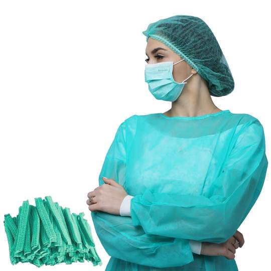Boneta medicala verde din PPSB, cu elastic, diametru 52 cm (100 bucati)