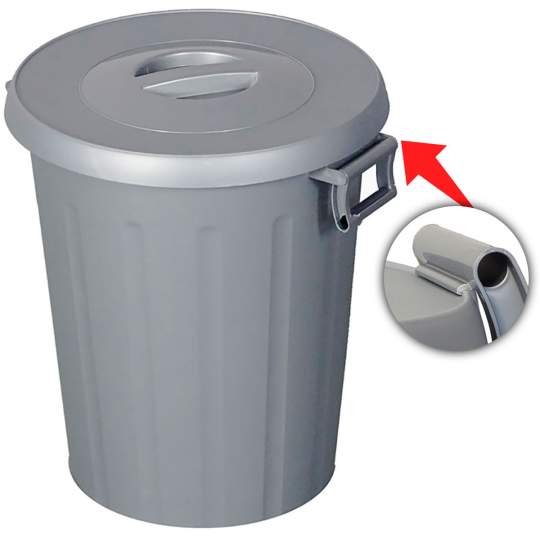 Cos plastic multifunctional cu capac, 25 litri gri Okey Tata
