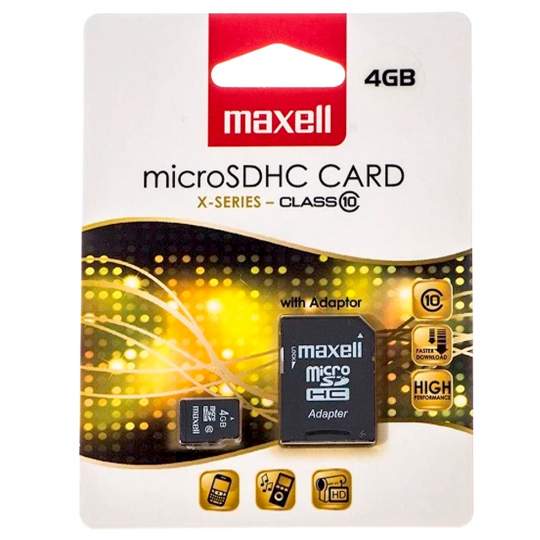 Card Micro SD Maxell Secure Digital 4 Gb cu adaptor SD clasa 10