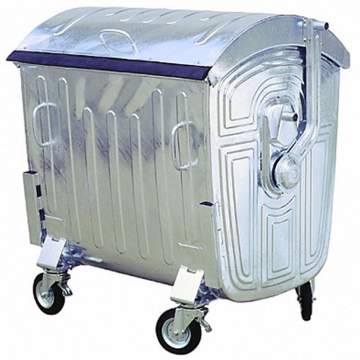 Container metalic pentru gunoi, 1100 litri  capac semirotund, 4 roti