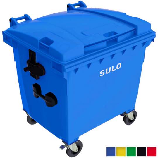 Container plastic 1100L pentru gunoi, capac plat, SULO - Germania
