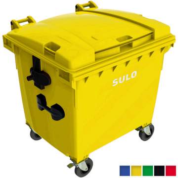 Container plastic 1100L pentru gunoi, capac plat, SULO - Germania