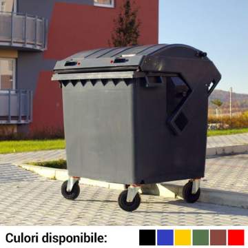 Container plastic (HDPE) CLE 1100L cu capac rotund, 4 roti