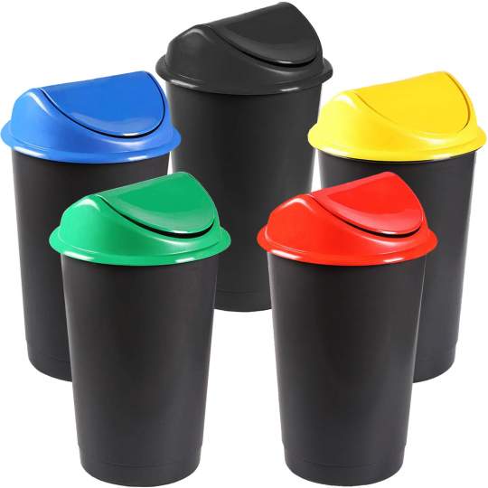 Cos gunoi Flip Flap Delta 60 litri - capac verde / albastru / negru / galben / rosu