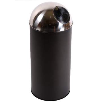 Cos gunoi PUSH (corp negru), cu galeata interioara metalica 25*70 cm - 30L