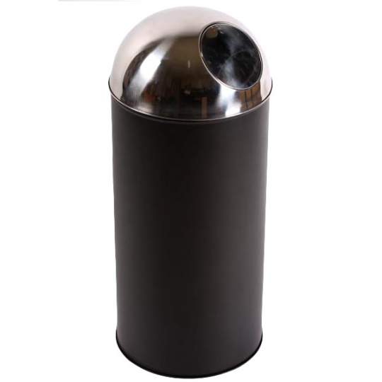 Cos gunoi PUSH (corp negru), cu galeata interioara metalica 25*70 cm - 30L