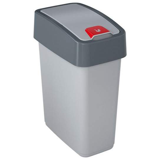 Cos gunoi cu deschidere dubla, 10L, argintiu