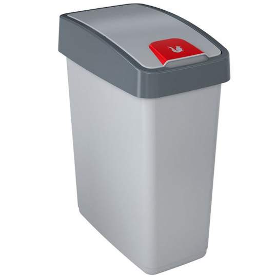 Cos gunoi cu deschidere dubla, 25L, argintiu