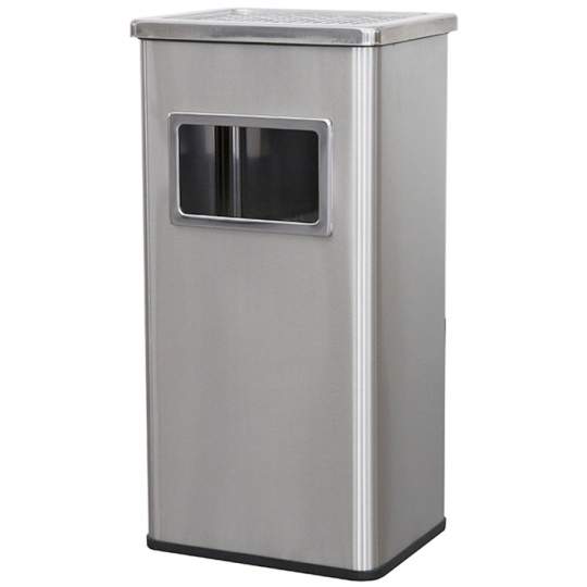 Cos gunoi cu scrumiera 24cm x 30cm x 60.5 cm, corp inox - 40 litri