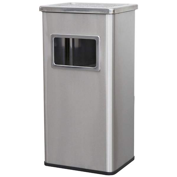Cos gunoi cu scrumiera 24cm x 30cm x 60.5 cm, corp inox - 40 litri