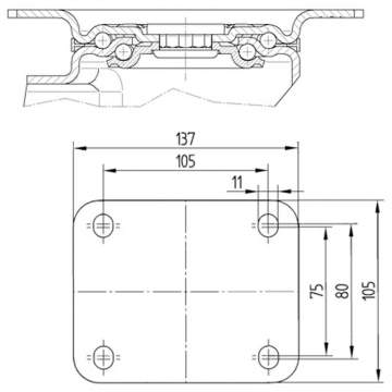 Roata container gunoi, cu ax rotativ si sistem de franare 200x50mm (1 bucata) Roata container gunoi, cu ax rotativ si sistem de franare 200x50mm (1 bucata)