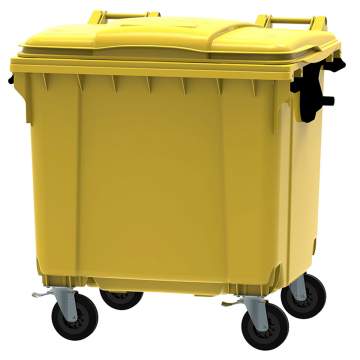 Container din plastic, 1100 litri, capac plat, culoare galben
