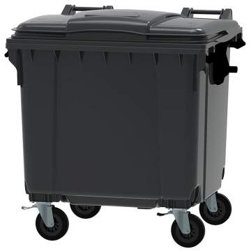 Container din plastic, 1100 litri, capac plat, culoare negru