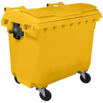 Container plastic colectare selectiva gunoi, volum 660 litri, cu capac plat, culoare galben
