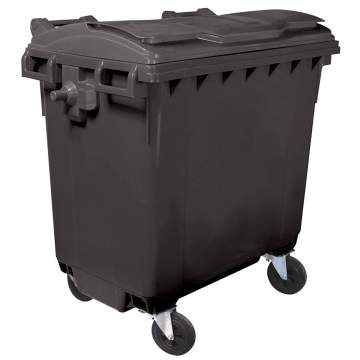 Container plastic colectare selectiva gunoi, volum 770 litri, cu capac plat, culoare negru