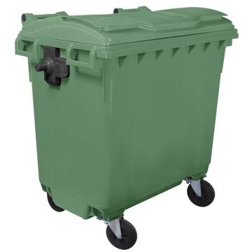 Container plastic colectare selectiva gunoi, volum 770 litri, cu capac plat, culoare verde