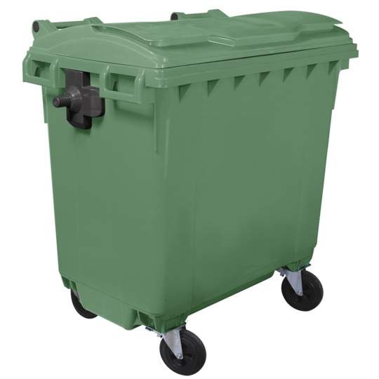 Container plastic colectare selectiva gunoi, volum 770 litri, cu capac plat, culoare verde Container plastic colectare selectiva gunoi, volum 770 litri, cu capac plat, culoare verde