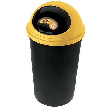 Cos gunoi 45 litri pentru deseuri din plastic si metal, Big Hoop, capac galben