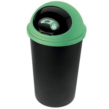 Cos gunoi 45 litri pentru deseuri din sticla, Big Hoop, capac verde