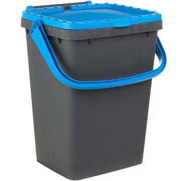 Cos gunoi 50 litri stivuibil cu capac si maner albastru, 43.5x40x53.5 cm - Ecoplus (1 bucata)