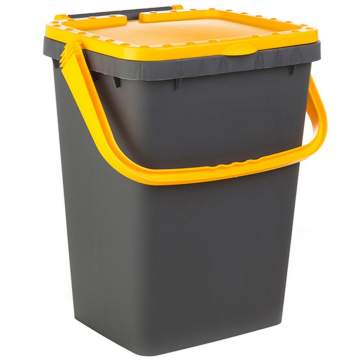 Cos gunoi 50 litri stivuibil cu capac si maner galben, 43.5x40x53.5 cm - Ecoplus (1 bucata)