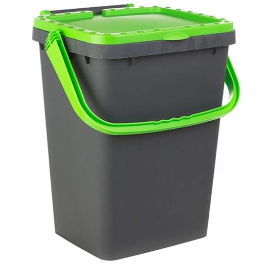 Cos gunoi 50 litri stivuibil cu capac si maner verde, 43.5x40x53.5 cm - Ecoplus (1 bucata)