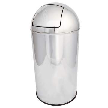 Cos gunoi 50L cu capac push, otel inoxidabil lucios, diametru 35cm (1 bucata)